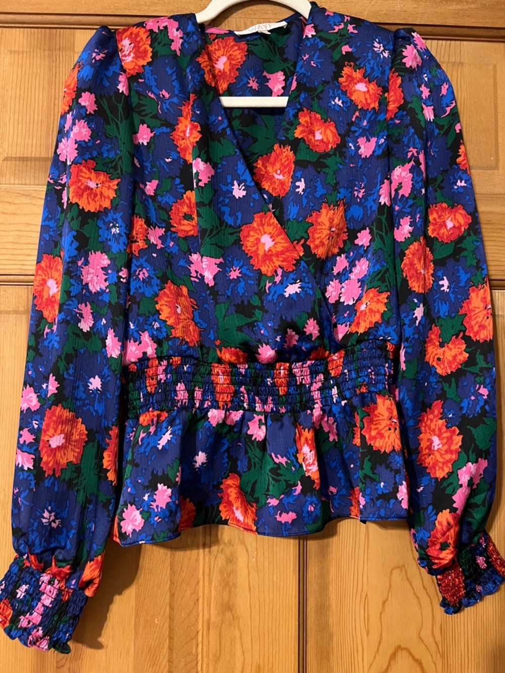 Wayf Multicolor Floral Wrap Peplum Blouse